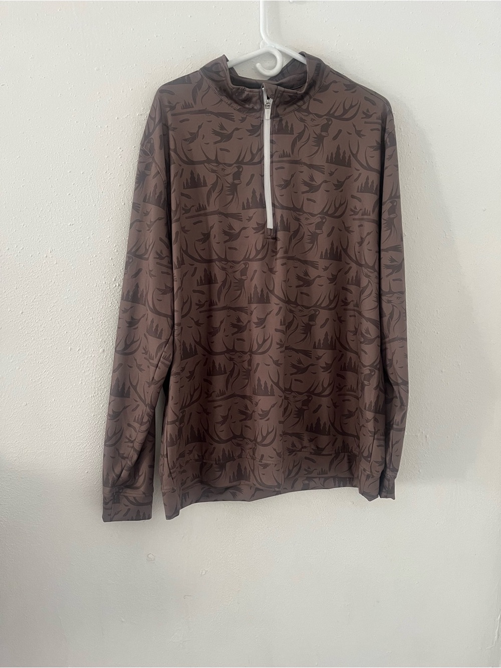 Men's Brown Patterned Half-Zip Pullover Sweater